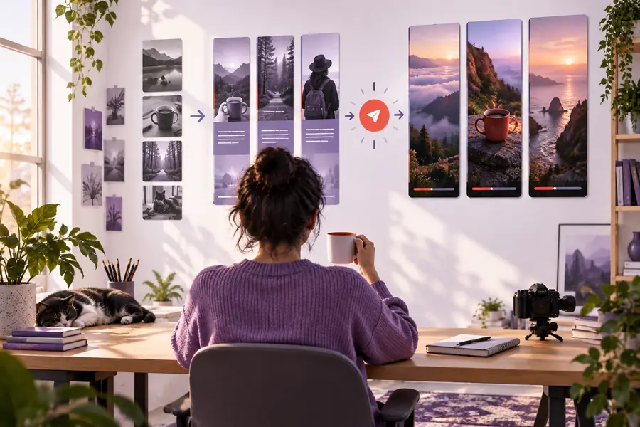 Example faceless-video imagery to inspect for style and composition